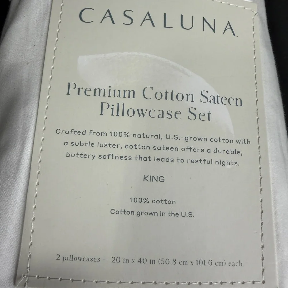 King 600 Thread Count Sateen Pillowcases White - Casaluna™